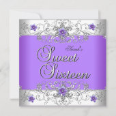 Zoete 16 Birthday Party Paarse White Diamond Kaart (Voorkant)