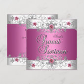 Zoete 16 Birthday Party Pink White Diamond Kaart (Voorkant / Achterkant)