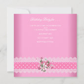 Zoete 16 Birthday Party Pink White Pink Spot Pink Kaart (Achterkant)