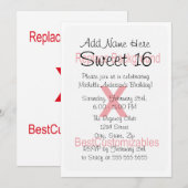 Zoete 16 Birthday Party Sjabloon Kaart (Voorkant / Achterkant)