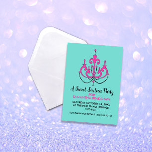 Zoete 16 Birthday Party-uitnodigingen (Blauwgroen) Kaart