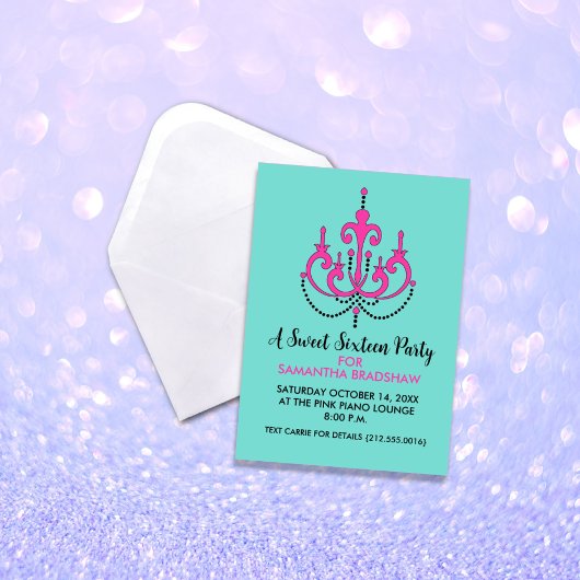 Zoete 16 Birthday Party-uitnodigingen (Blauwgroen) Kaart