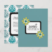 Zoete 16 Birthday Party Uitnodigingen {Boho Chic} (Voorkant / Achterkant)