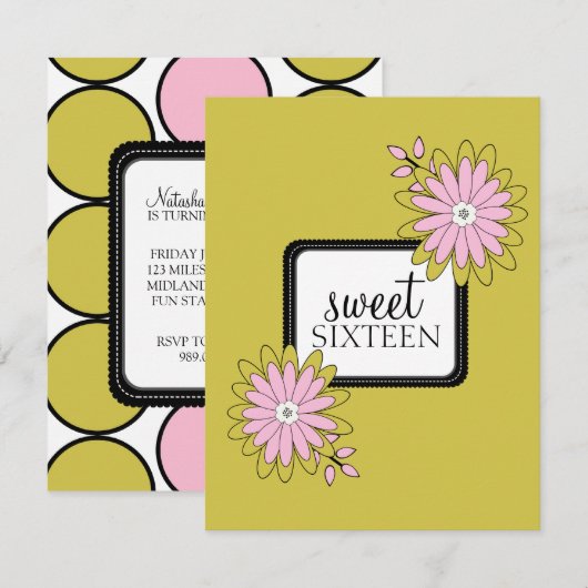 Zoete 16 Birthday Party Uitnodigingen {Boho Chic} (Voorkant / Achterkant)