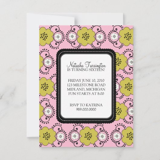 Zoete 16 Birthday Party Uitnodigingen {Boho Chic} (Achterkant)