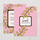 Zoete 16 Birthday Party Uitnodigingen {Boho Chic} (Voorkant / Achterkant)