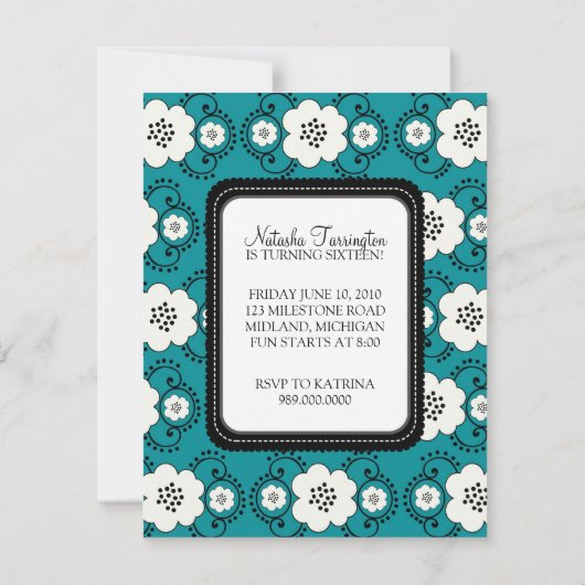 Zoete 16 Birthday Party Uitnodigingen {Boho Chic} (Achterkant)