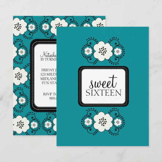 Zoete 16 Birthday Party Uitnodigingen {Boho Chic} (Voorkant / Achterkant)