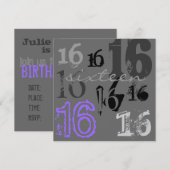 Zoete 16 Birthday Party-uitnodigingen Kaart (Voorkant / Achterkant)