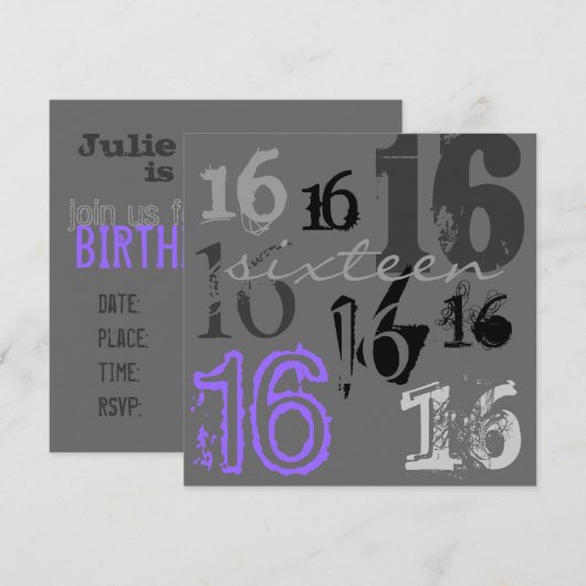 Zoete 16 Birthday Party-uitnodigingen Kaart (Voorkant / Achterkant)