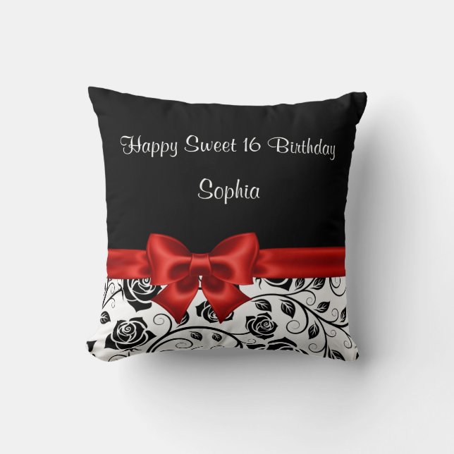 Zoete 16 Birthday Pillow Monogram Kussen (Voorkant)