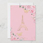 Zoete 16 Birthday Pink Floral Paris Eiffel Gold Kaart (Achterkant)