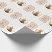 Zoete 16 Birthday Pink Gold Persoonlijke foto Cadeaupapier (Hoek)