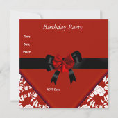 Zoete 16 Birthday Red Black White Floral Bow Kaart (Achterkant)