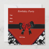 Zoete 16 Birthday Red Black White Floral Bow Kaart (Achterkant)