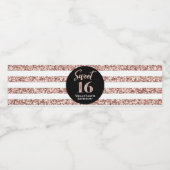 Zoete 16 "Birthday Roos Gold Stripes" Waterfles Etiket (Enkel label)