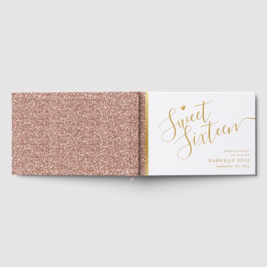 Zoete 16 Birthday Roze Glitter Gold Gastenboek (Volledig)