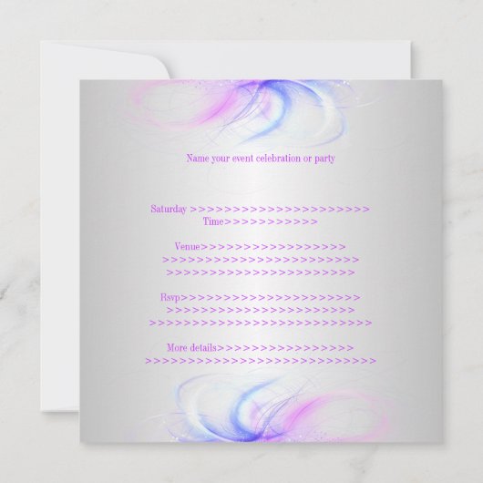 Zoete 16 Birthday Silver en Roze Paarse Blauwe Zwe Kaart (Achterkant)