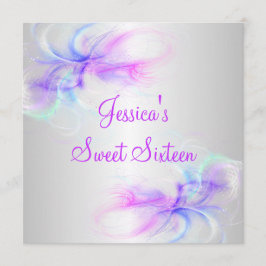 Zoete 16 Birthday Silver en Roze Paarse Blauwe Zwe Kaart