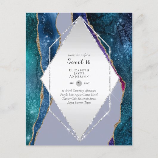 Zoete 16 Birthday-uitnodigingen Agate Glitter (Voorkant)