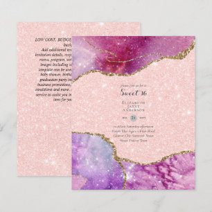 Zoete 16 Birthday-uitnodigingen Agate Glitter