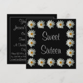 Zoete 16 Birthday-uitnodigingen - Daisy Flower Kaart (Voorkant / Achterkant)