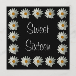 Zoete 16 Birthday-uitnodigingen - Daisy Flower Kaart