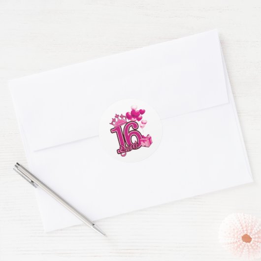 Zoete 16 Birthday Witte Stickers (Envelop)