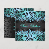 Zoete 16 Blauw Roos Design Birthday Uitnodiging (Voorkant / Achterkant)