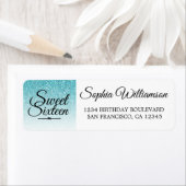 Zoete 16 Blauwe Glitter Verjaardags Retouradres Etiket (Insitu)