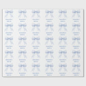 Zoete 16 blauwe strik parels cadeaupapier (Vlak)