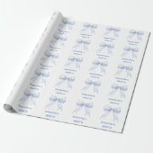 Zoete 16 blauwe strik parels cadeaupapier (Uitgerold)