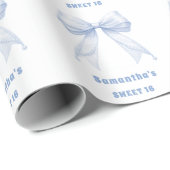 Zoete 16 blauwe strik parels cadeaupapier (Rol Hoek)