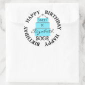 Zoete 16-blauwe taart ronde sticker (Tas)