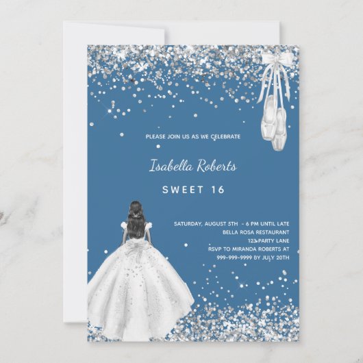 Zoete 16 blauwe witte ballerina jurk QR code Kaart (Voorkant)