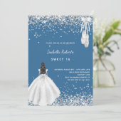 Zoete 16 blauwe witte ballerina jurk QR code Kaart (Staand voorkant)