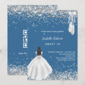 Zoete 16 blauwe witte ballerina jurk QR code Kaart (Voorkant / Achterkant)