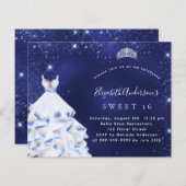 Zoete 16 blauwe zilverjurk, uitnodiging voor het b (Voorkant / Achterkant)