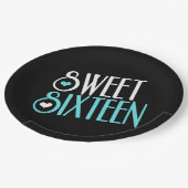 Zoete 16 Blauwgroen Papieren Bordje (Gekanteld)