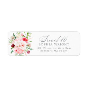 Zoete 16 bloemendruk retouradres sticker