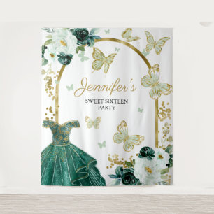 Zoete 16 bloemige jurk vlinder achtergrond banner wandkleed