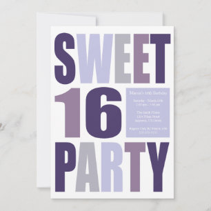 Zoete 16 Blokbrief Birthday Party Uitnodigingen