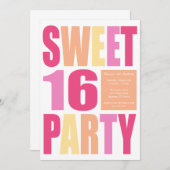 Zoete 16 Blokbrief Birthday Party Uitnodigingen (Voorkant / Achterkant)