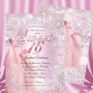 Zoete 16 blozende Roze Winter Wonderland Tiara  Kaart