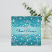 Zoete 16 Blue Snow Birthday Invite Kaart (Staand voorkant)