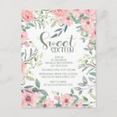 Zoete 16 Blush roze bloemen Groene bladeren Briefkaart (Voorkant)