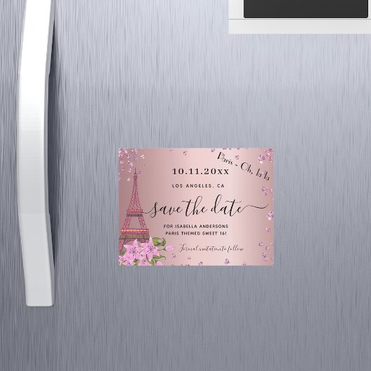 Zoete 16 blush roze paris save the date magneet