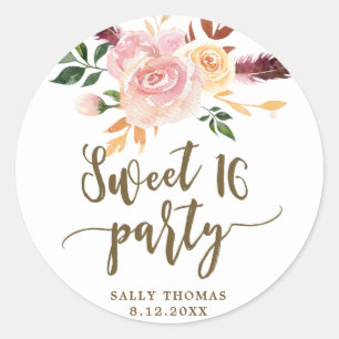 zoete 16 boho florroze lippensticker ronde sticker