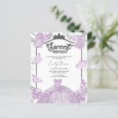 Zoete 16-budget uitnodiging Vlindertijdjurk (Staand voorkant)