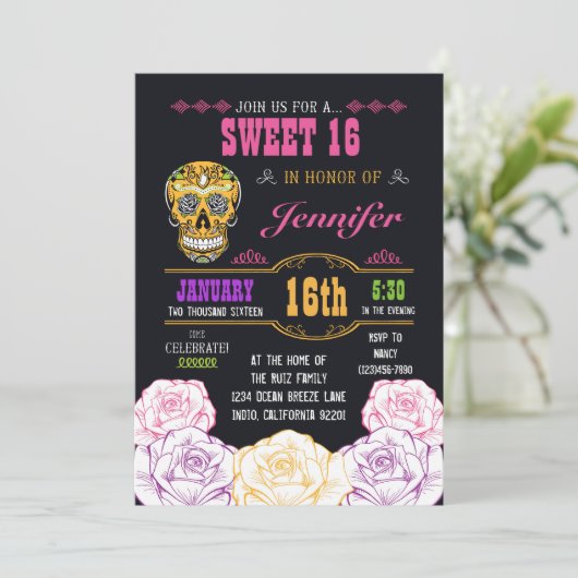 Zoete 16 dag van de uitnoeping van de schedel van  kaart (Staand voorkant)